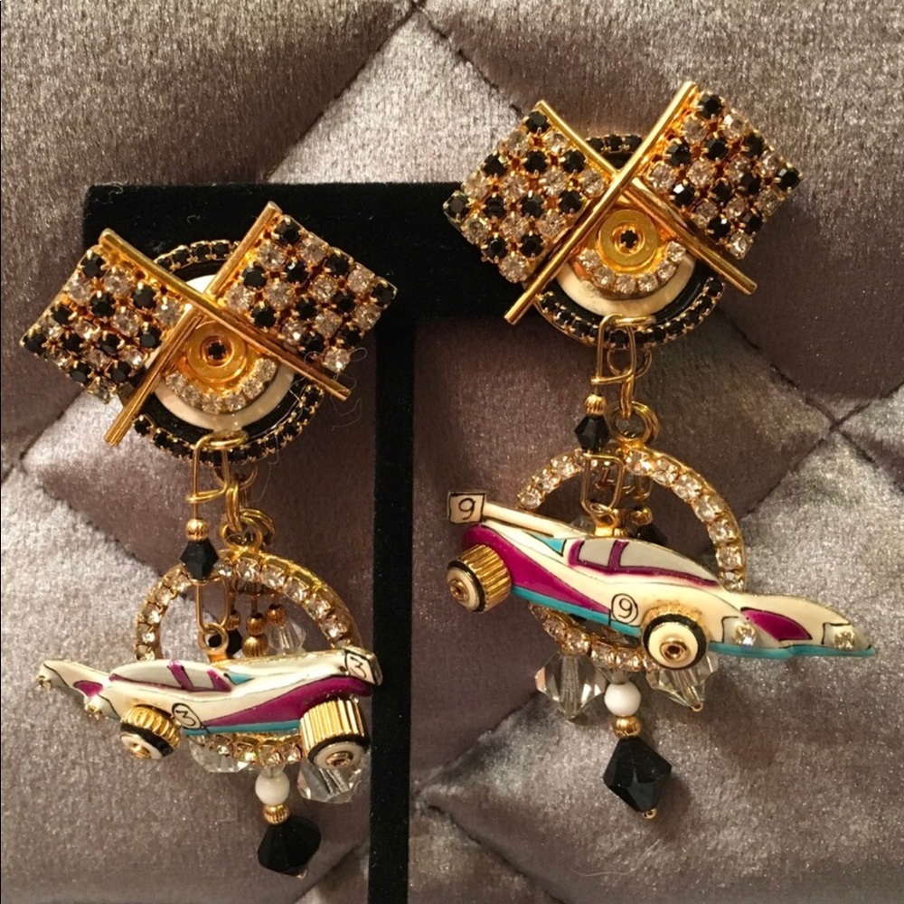 NEW - CUSTOM MADE ARTISAN CORVETTE EARRINGS - Picture 3 of 8